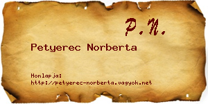 Petyerec Norberta névjegykártya